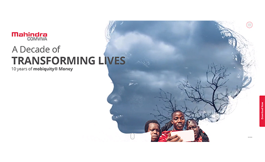 Homepage of a Mahindra Comviva | Aquil Tech labs