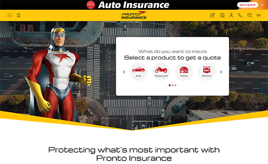 Homepage of pronto auto insurance | Aquil Tech Labs
